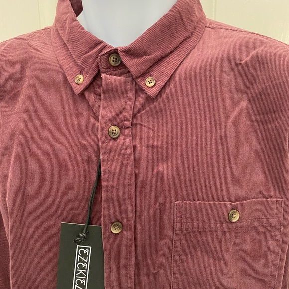 🔵NEW wTag-EZEKIEL Burgundy Corduroy Button Shirt M - Picture 2 of 3
